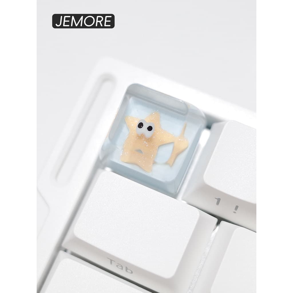 Keycap única boca cruzada teclado mecânico resina epóxi azul luz transparente translúcido bonito criativo único esc chav