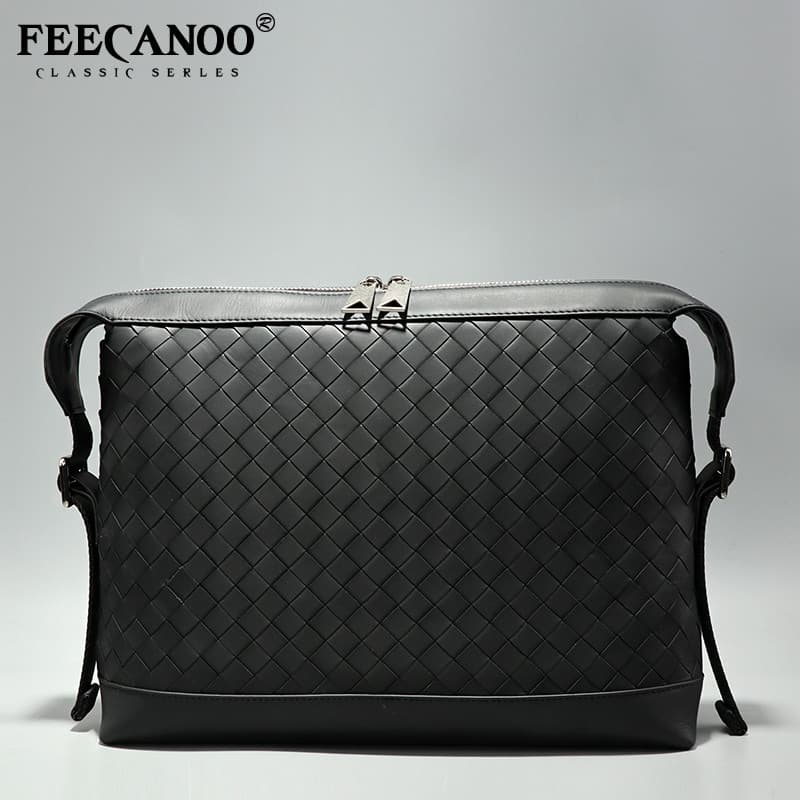 Nova moda trançada pneu embreagem de couro grande capacidade Envelope saco de embreagem masculino couro macio embreagem