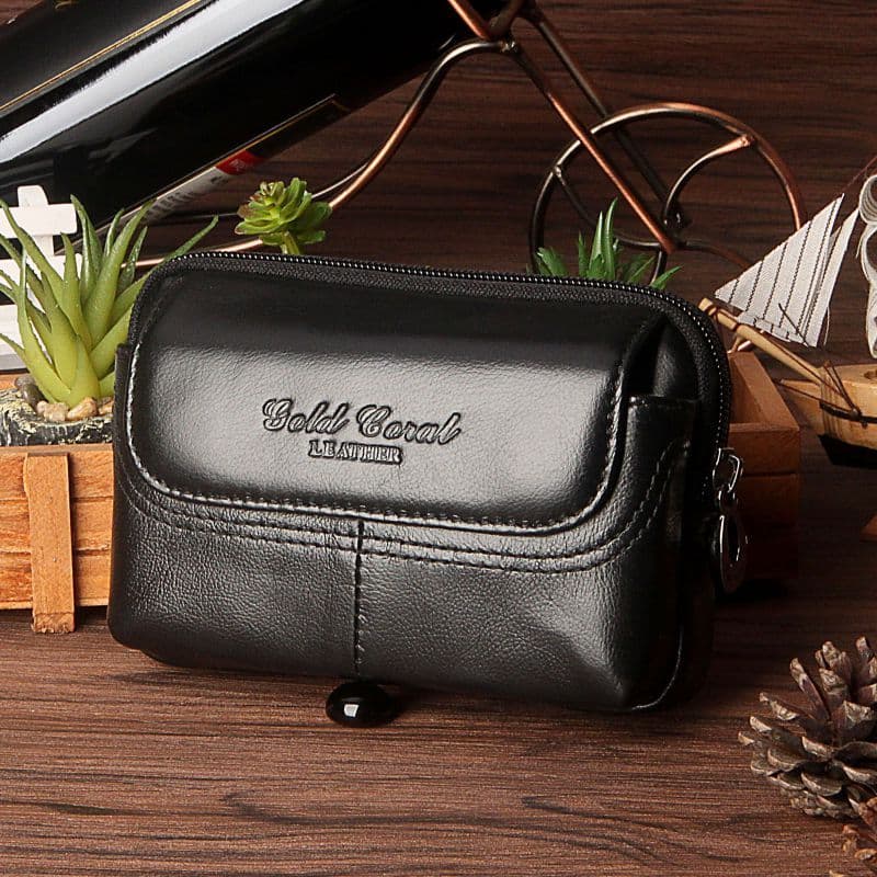 Bolsa de cintura de couro Casual masculina de meia-idade, Coral dourado, 14cm, 17cm, 5.5, bolsa de cintura para celular,