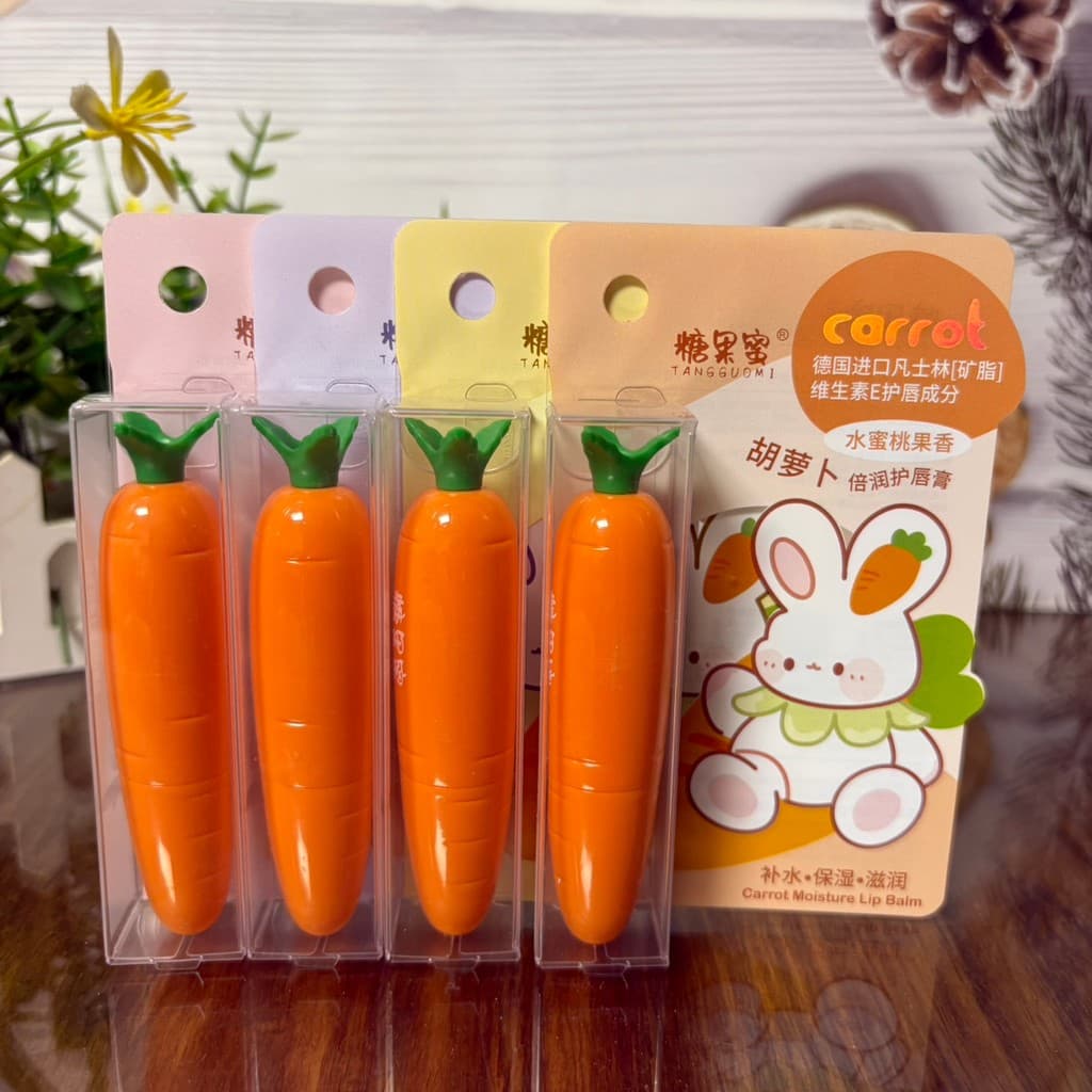 Bálsamo labial hidratante duplo, mel, cenoura, 3.5g, fragrância de frutas doces, hidratante, Anti-secagem, proteção labi