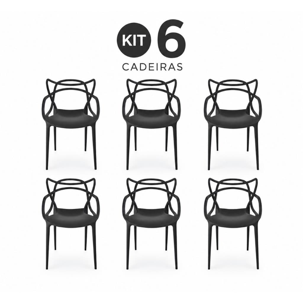 Kit 6 Cadeiras Empilháveis Confortáveis Modernas Sala De Jantar
