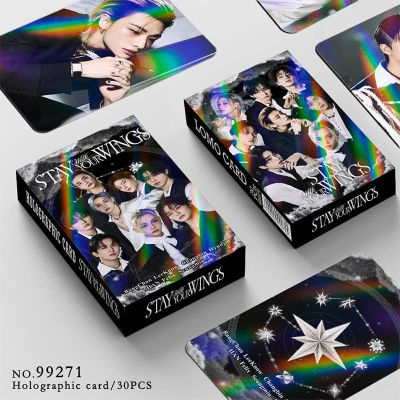 30 peças/caixa Stray Kids《Stay With Your Wings》Cartão Fotográfico Holográfico KPOP LOMO Coleção Álbum 1FI 8K8C