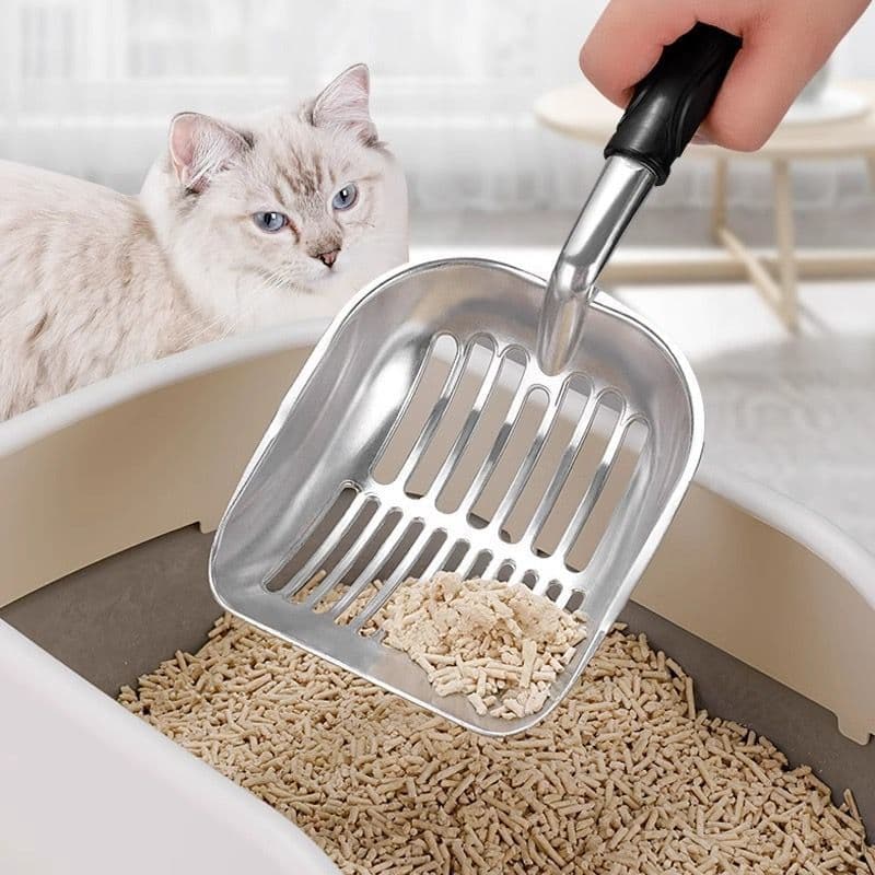 Pá de areia de gato com buraco fino de liga de alumínio espessada Pá de Metal Minério Areia Tofu Areia Expandida Solo De