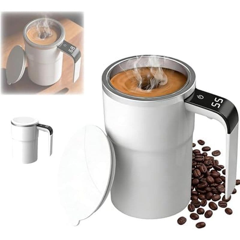 Caneca De Agitação Magnética Automática Recarregável Com Display De Temperatura , Xícara De Café Para Viagens De Escritó