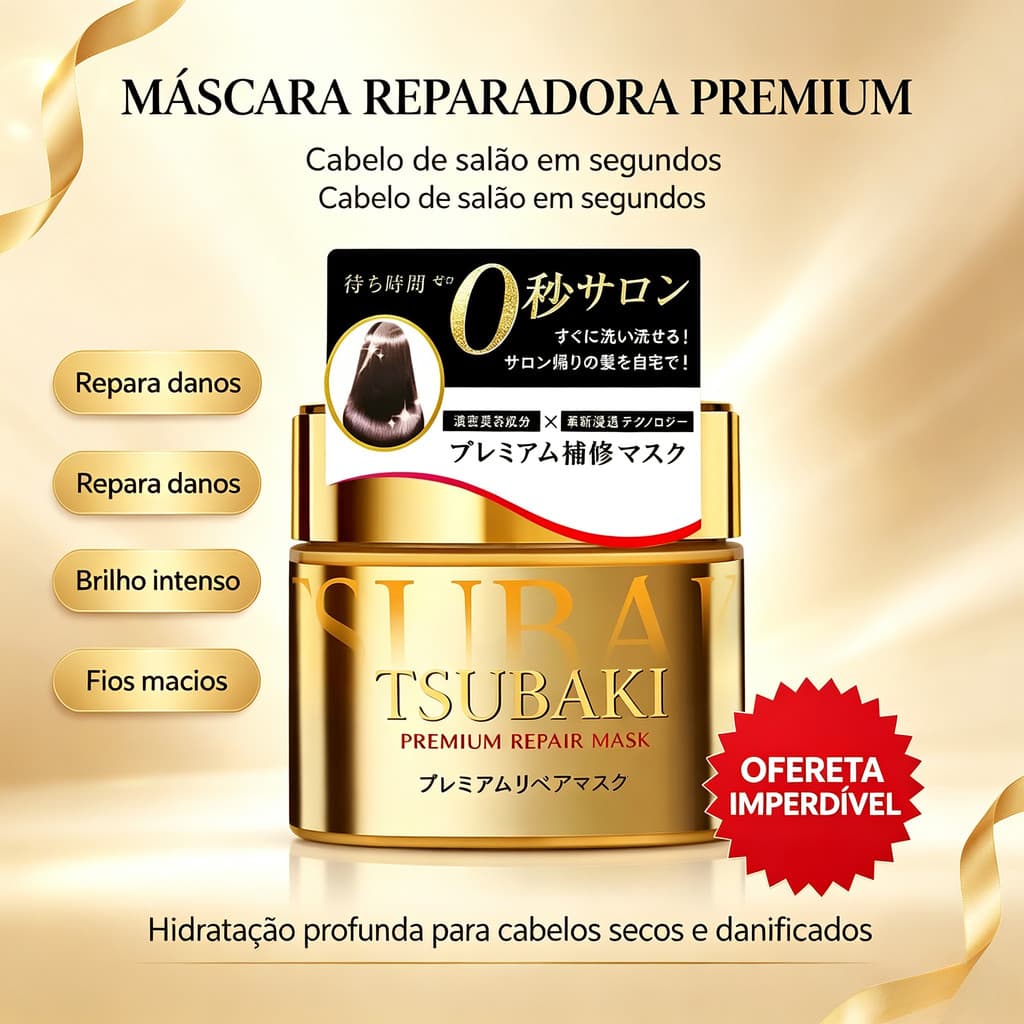 SUBAKI TSUBAKI Repair Gold Hair Mask 180g Multi-Efeito Hidratante Nutrição Profunda Para Cabelos Danificados