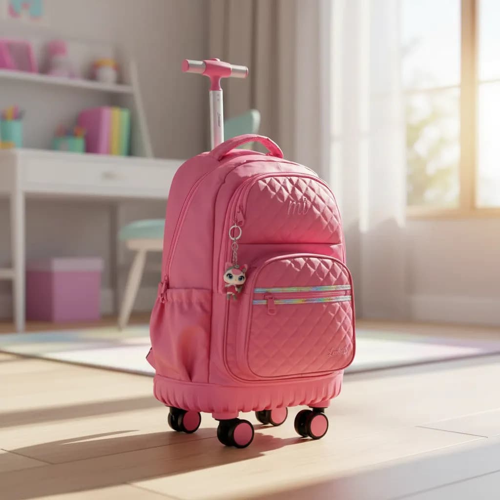 Mochila Escolar Infantil C/rodinhas Matelassê Impermeavel