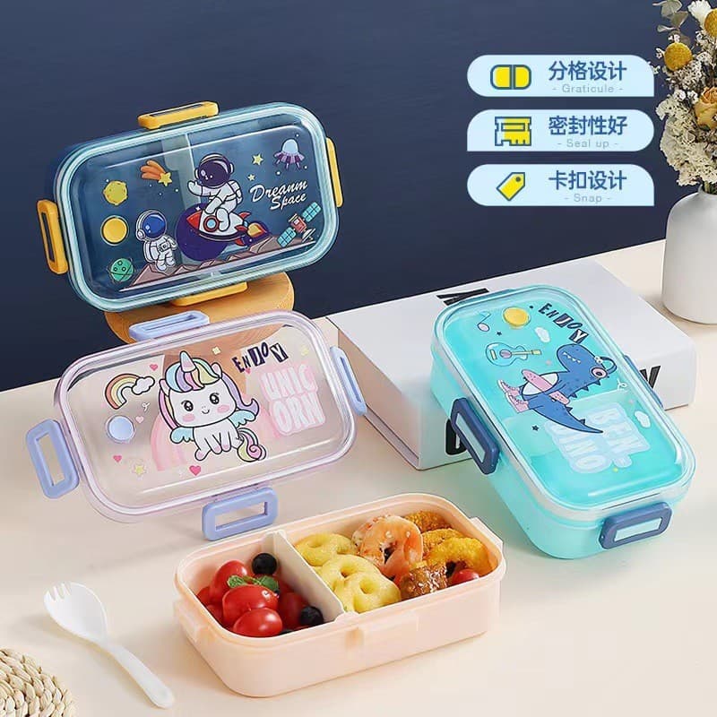 Lancheira infantil de desenho animado, lancheira selada para estudantes com arroz, lancheira para micro-ondas