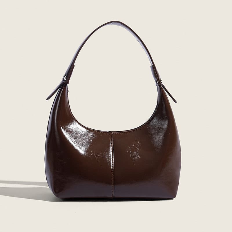 bolsa feminina bolsa transversal feminino 2026 primavera verão Retro brilhante axilas saco textura de cera óleo Baguette