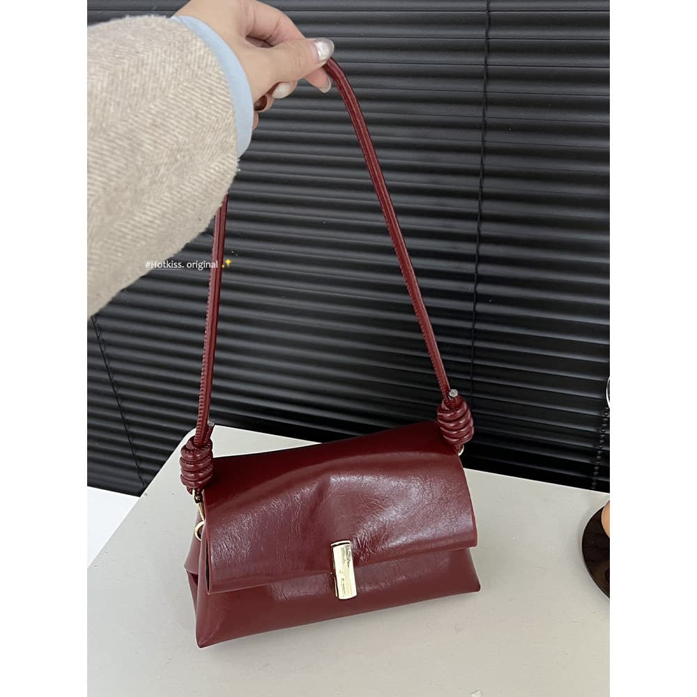 bolsa feminina bolsa transversal feminino Bolsa feminina nicho francês outono inverno vinho vermelho bolsa Crossbody
