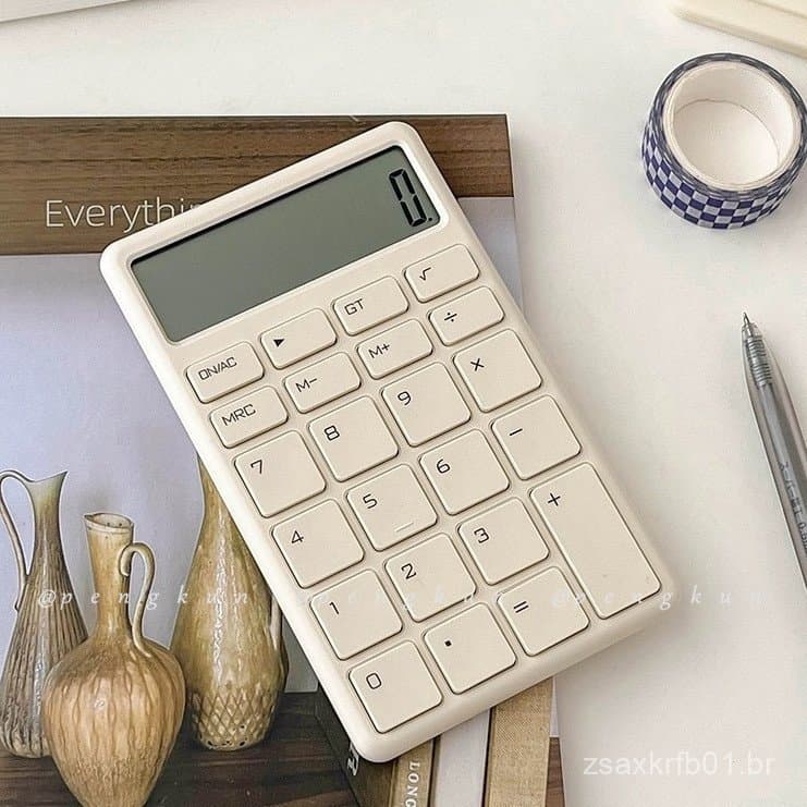 Calculadora Pequena Cor Chocolate Cor Morandi Calculadora de 12 Dígitos Alta Estética Simples Portátil Escrita Cálculo