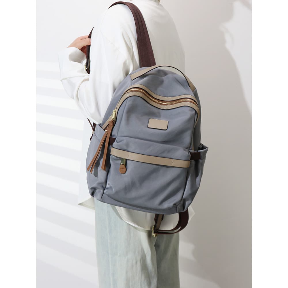 Nicho arte pano de lavagem com couro genuíno lona mochila senhoras lazer viagem leve mochila 2026 novo estilo