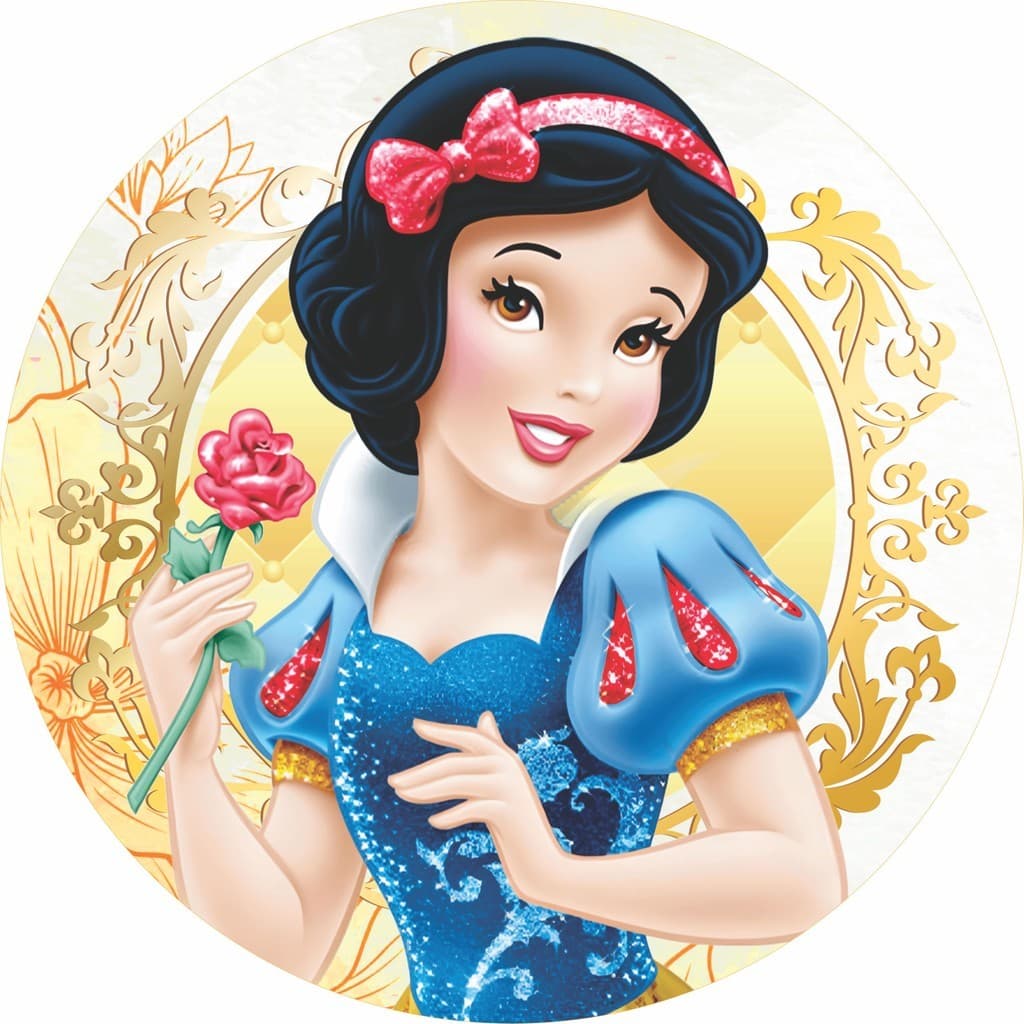 Capa para Painel Redondo Princesas Branca de Neve 50x50cm Festa Infantil Aniversário Tecido Premium Alta Qualidade