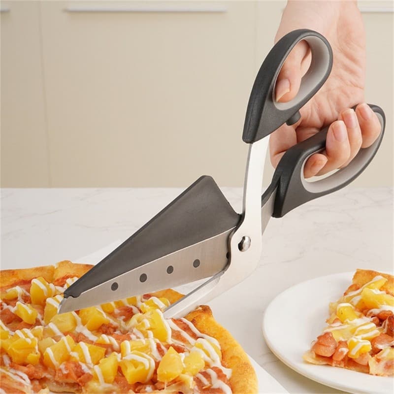 Tesoura para pizza, design destacável, equipada com cabo ergonômico macio, conveniente para cortar na cozinha.