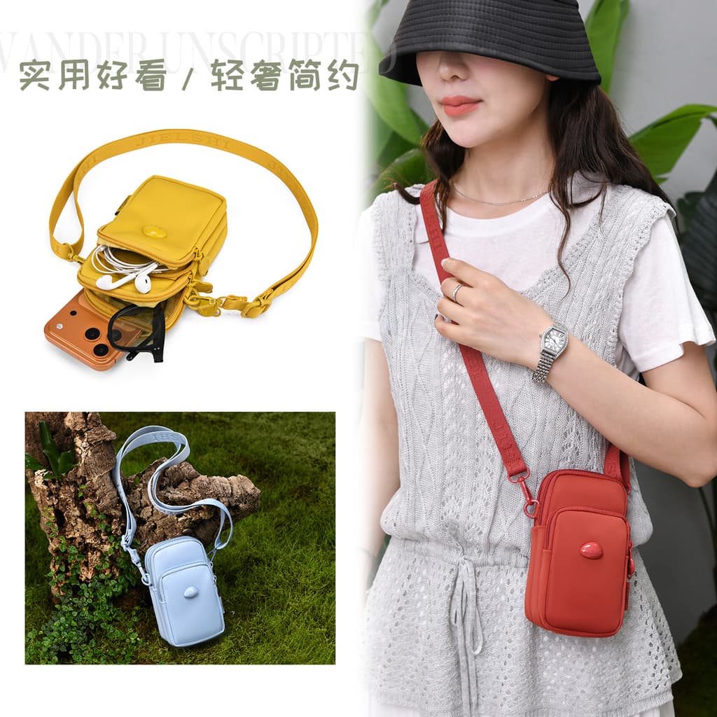 Nylon novo estilo saco do telefone móvel feminino Multi-bolso Casual moeda bolsa senhoras All-match um ombro Messen