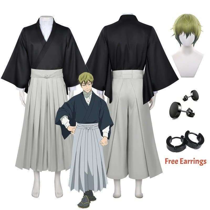 Jujitsu Fight Sorcery Temporada 3 Peruca de Cosplay Naoya Zenin Uniforme Kimono Brincos Shimetsu Kaiyuu Halloween Mul HY
