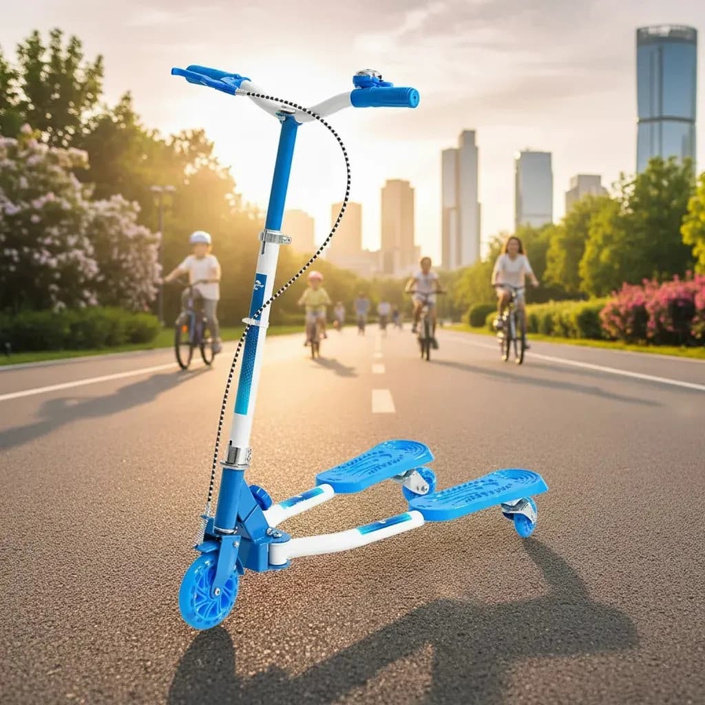 Patinete Ajustável Infantil Dobrável 3 Rodas Azul