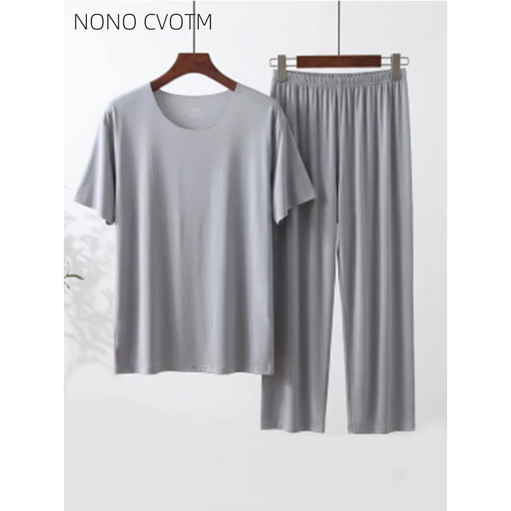 Conjunto de calças de pijama de seda gelo masculino de verão Ultra-fino sensação legal sem costura tamanho grande solto