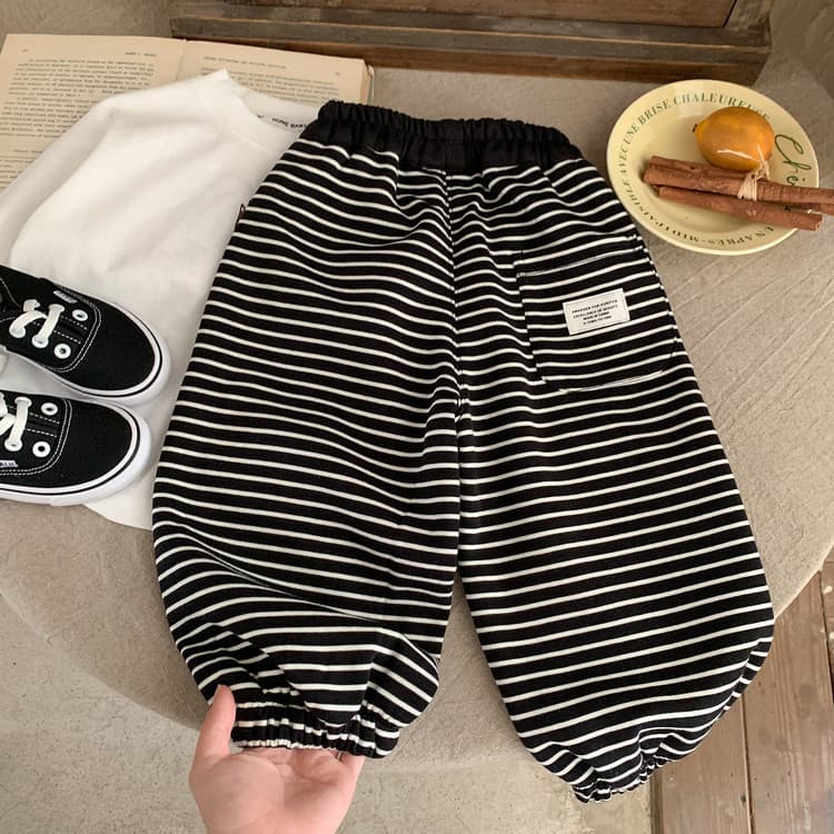 Meninos calças listradas moda versão coreana crianças puro algodão Sweatpants 2026 novo estilo bebê menina Terry esporte