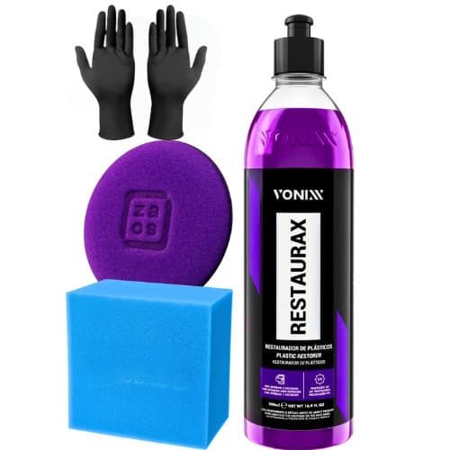 Restaurax Restaurador Plásticos Automotivo Kit Vonixx + Luva