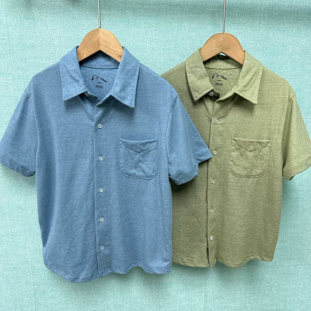 Comércio exterior pedido Original roupas infantis verão de manga curta camisa Casual algodão macio médio grande crianças