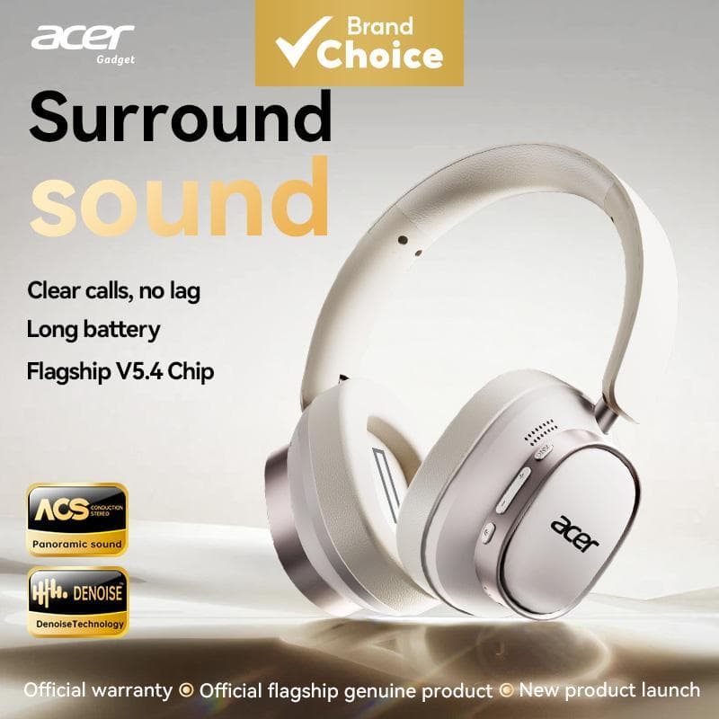 Fone de ouvido Acer OHR633 sem fio, fone de ouvido bluetooth tipo C com microfone, design envolvente sobre a orelha,
