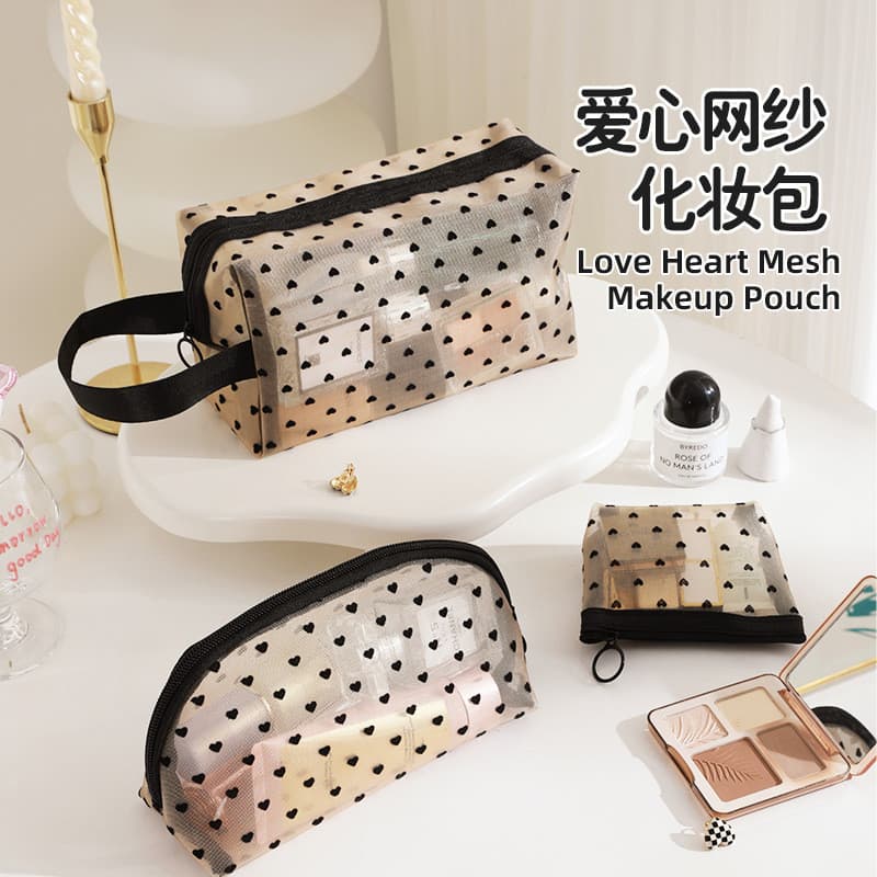 Novo estilo amor saco cosmético portátil grande capacidade gaze saco de armazenamento feminino ins estilo portátil viage
