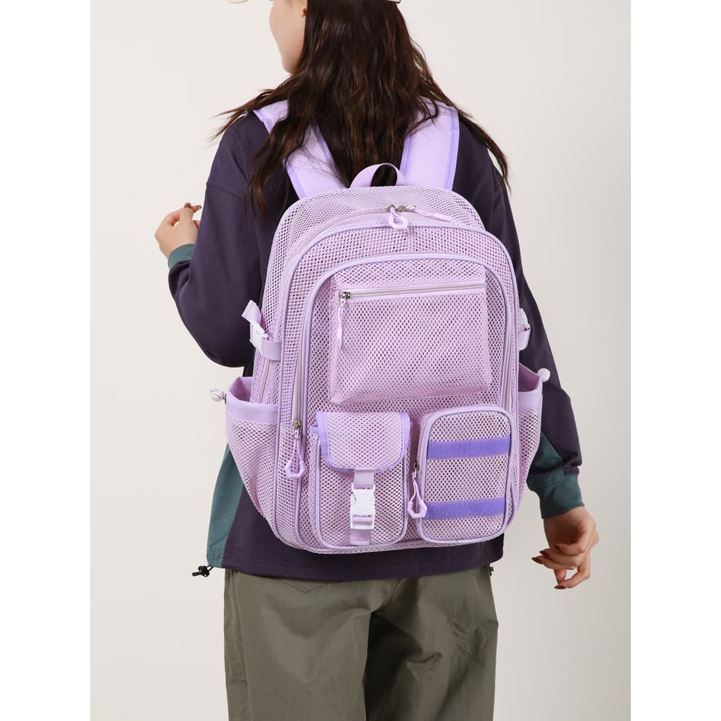 Transparente transparente gaze mochila feminina 2026 novo estilo respirável oco grande capacidade mochila masculina Casu
