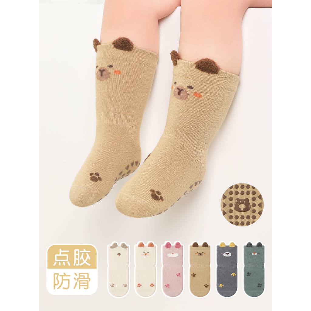 Meias de chão para bebês, meias antiderrapantes para resfriamento de bebês, primavera outono, algodão puro, estilo fino,
