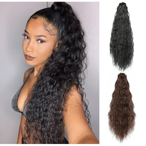 Peruca feminina de cabelo longo europeu americano rabo de cavalo peruca feminina ferramenta útil estilo amarrado fofo mi