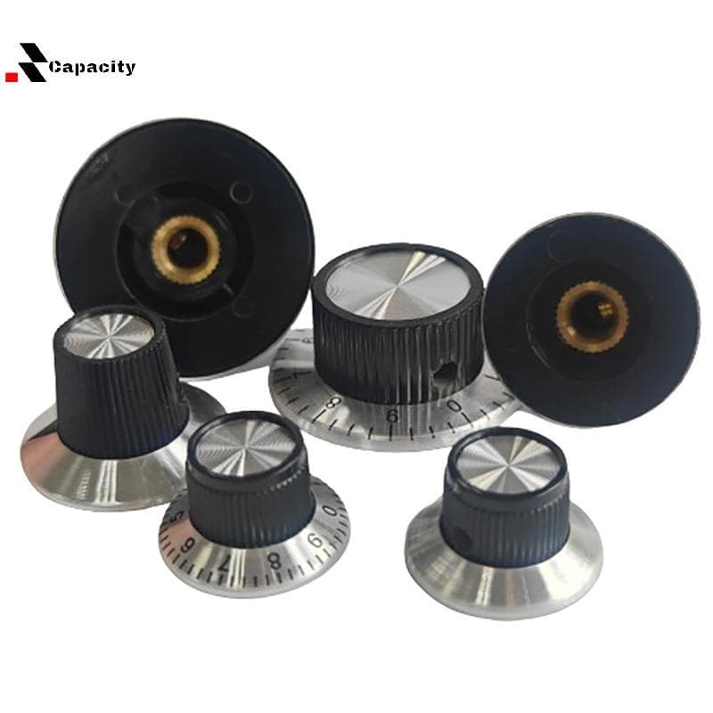 Capacidade 1PC 6MM Botão Do Pedal De Efeito Eixo Acessórios DIY Chrome Superior Vintage Guitarra AMP Amplificador Seta I