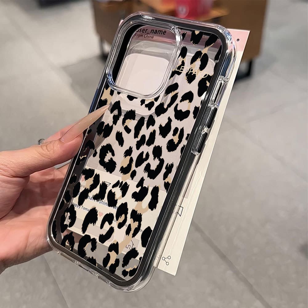 Capa Transparente Para IPhone 17 Pro Max 16 15 14 13 12 11 17Air Xs 2 Em 1 De Série Com Estampa De Leopardo