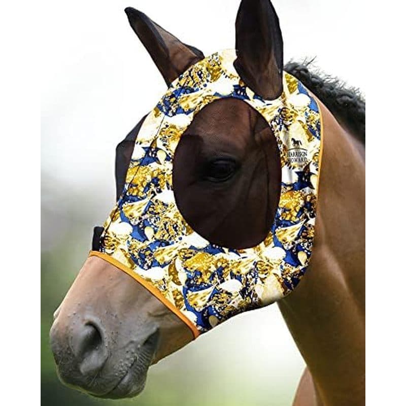 Harrison Howard Super Comfort Elasticy Fly Mask Grande Espaço Para Os Olhos Com Proteção UV Suave Na Pele Respirabilidad