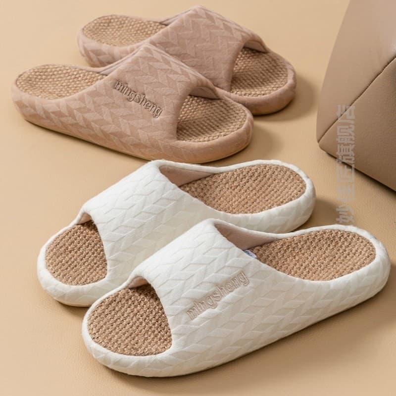 Chinelos interior casa High-End sentimento quatro estações casa chinelos de linho masculino feminino estilo primavera ve