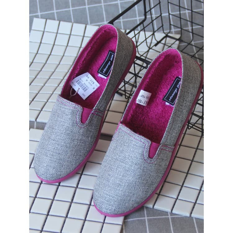 Comércio exterior feminino pai-filho sapatos de algodão velo sola macia sapatos de lã de salto plano tamanho pequeno moc