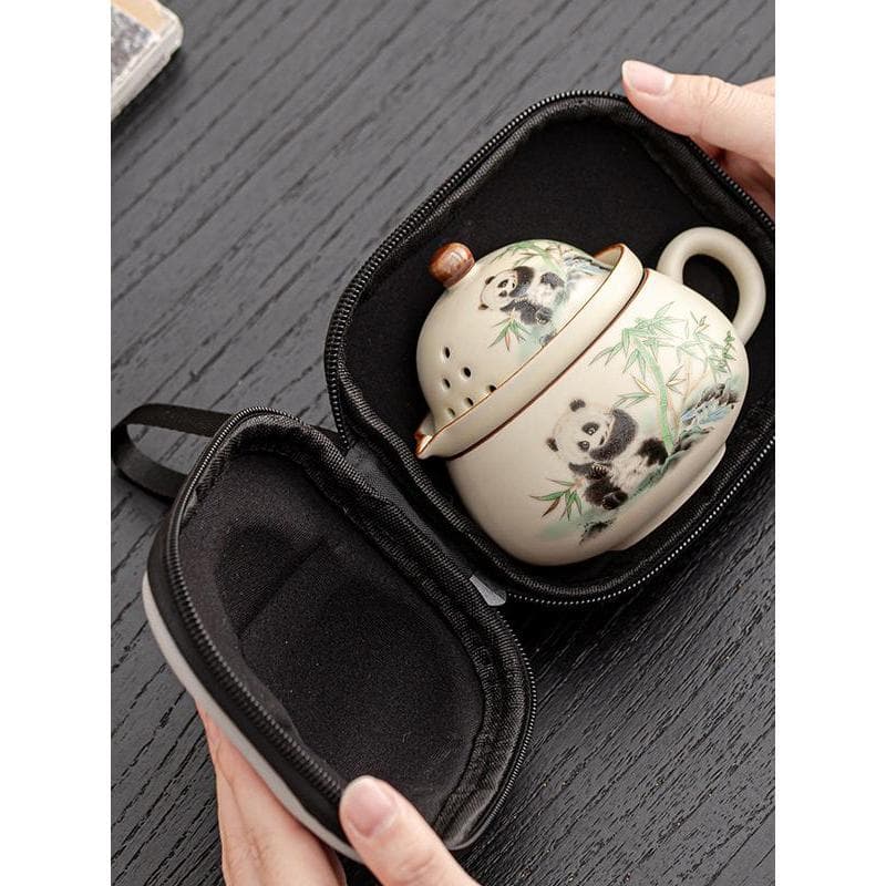 Conjunto de chá de viagem um pote um copo bege Ru forno chá xícara de café tipo ao ar livre copo rápido chá separação ág