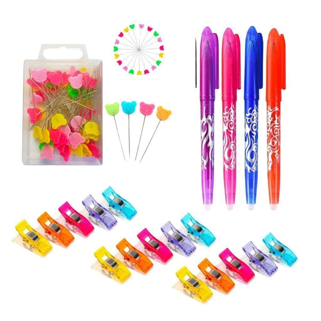 Kit 50 Alfinetes + Caneta Fantasminha apaga com calor + Prendedores Clips Wonder
