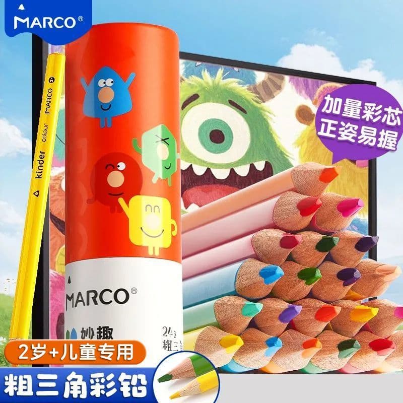 🔥 VENDA QUENTE 🔥 Material Escolar Lápis de Cor lápis para colorir Marco Crianças Haste Grossa Cor Chumbo Pintura Triân