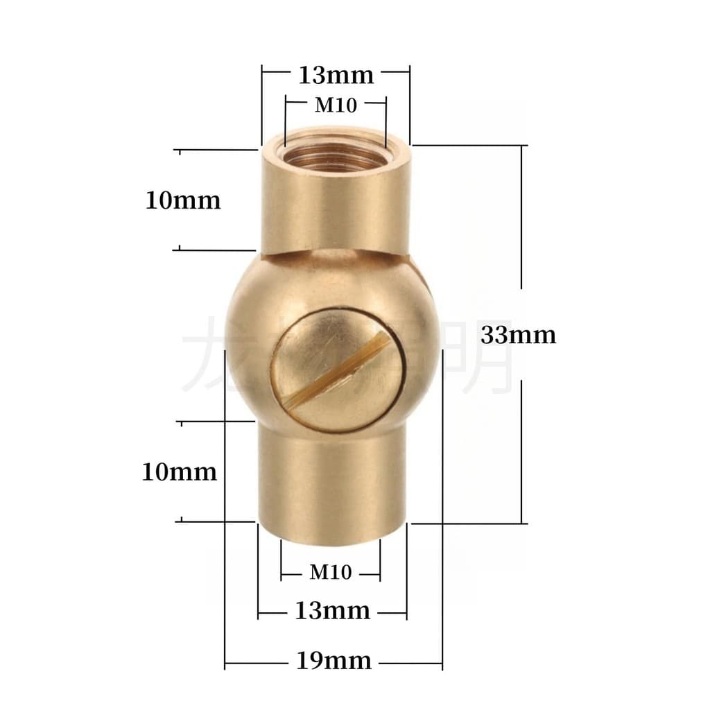 Junta universal para lâmpada de latão puro, rosca interna M10, conector bidirecional de latão com alça, cabeça g