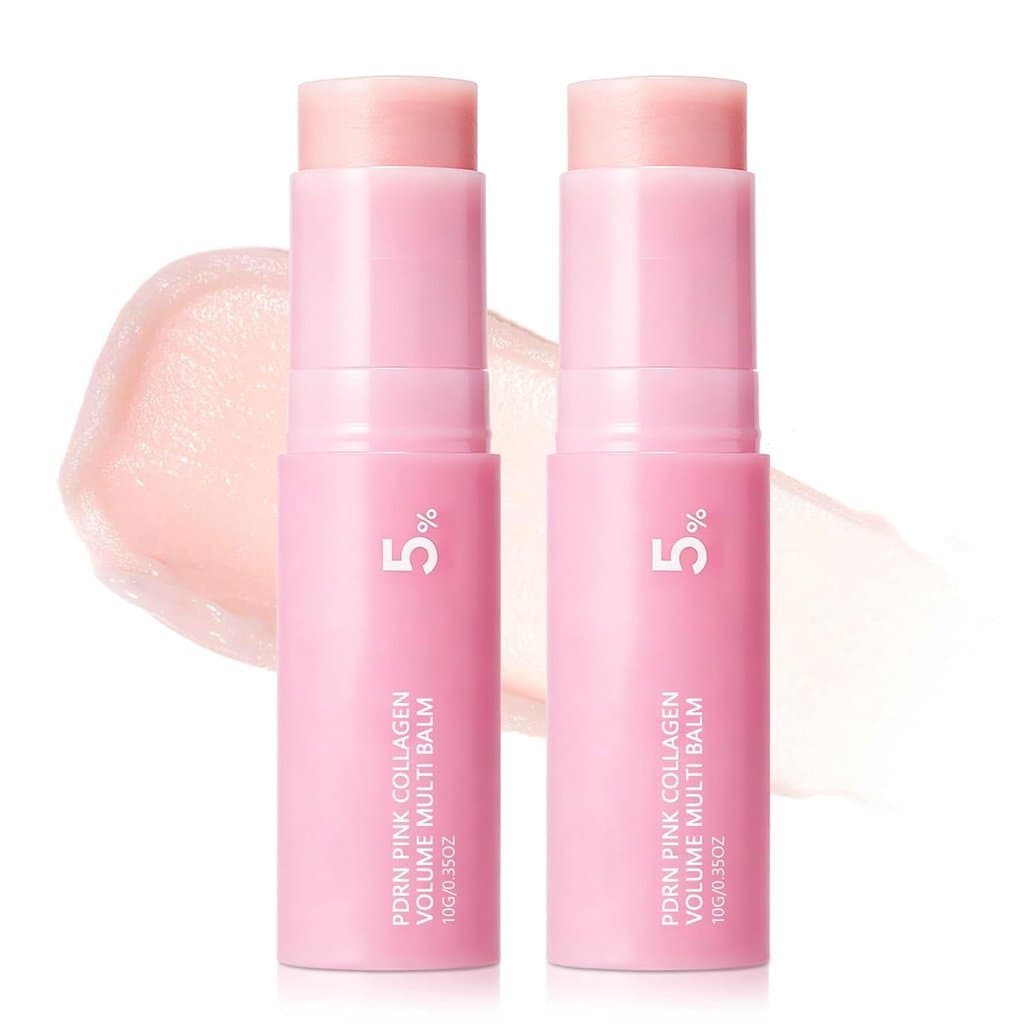 Bálsamo Multiuso em Bastão PDRN Pink Collagen Volume, Bálsamo Hidratante para Olhos, Base de Maquiagem e Bastão Hidratan