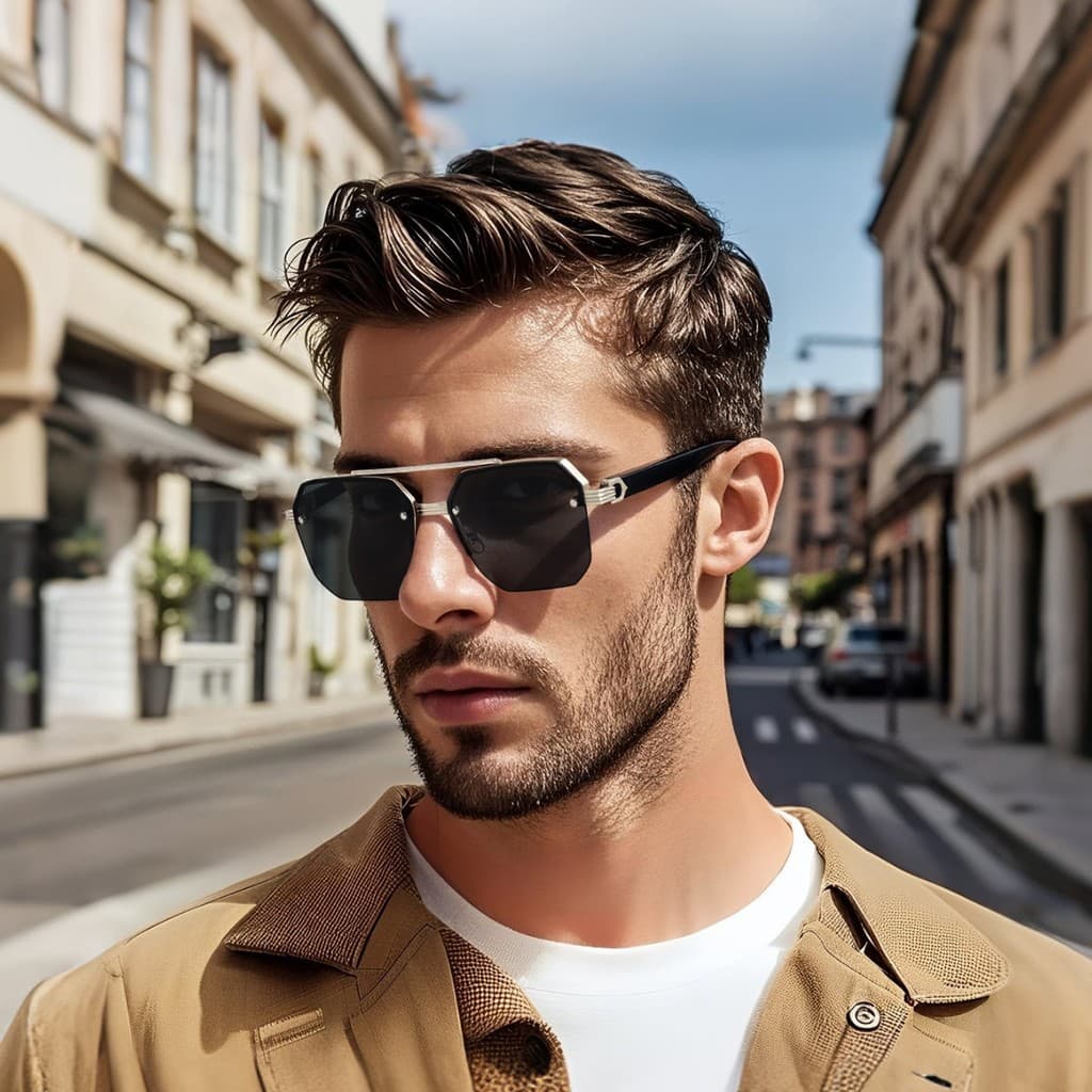 Óculos de sol masculino feminino estilo, rosto grande mais fino olhar quadro quadrado espelho de condução Anti-ultraviol