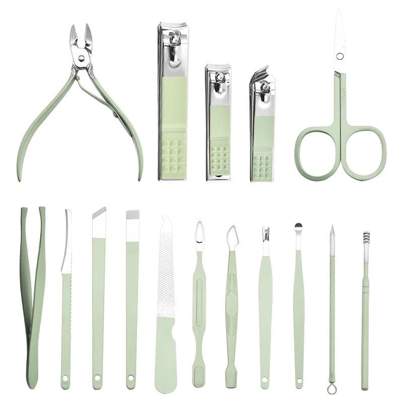Kit 16 Pçs Cortador De Unhas de bolsa - Pedicure Em Aço Inoxidável Com Bolsinha Dobrável