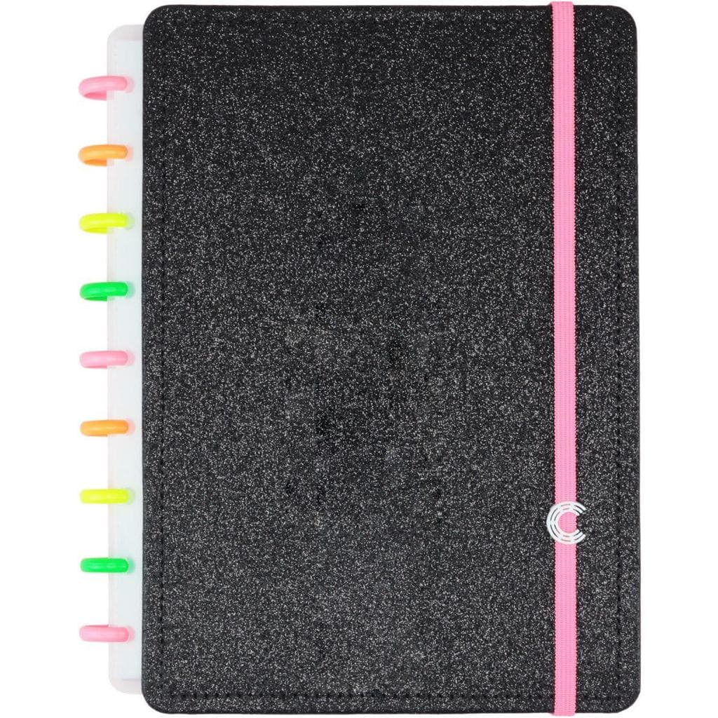 Caderno Inteligente Médio Lets Glitter Neon Black 80 fls. 190 mm x 255 mm - Caderno Inteligente