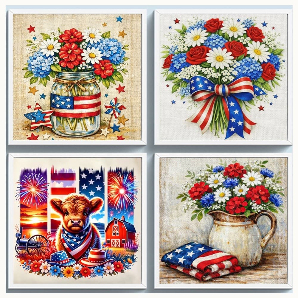 Dia Da Independência Completo 11CT DIY Carimbado Kits De Ponto Cruz 40x40cm Para Iniciantes Adultos Decoração De Casa [w