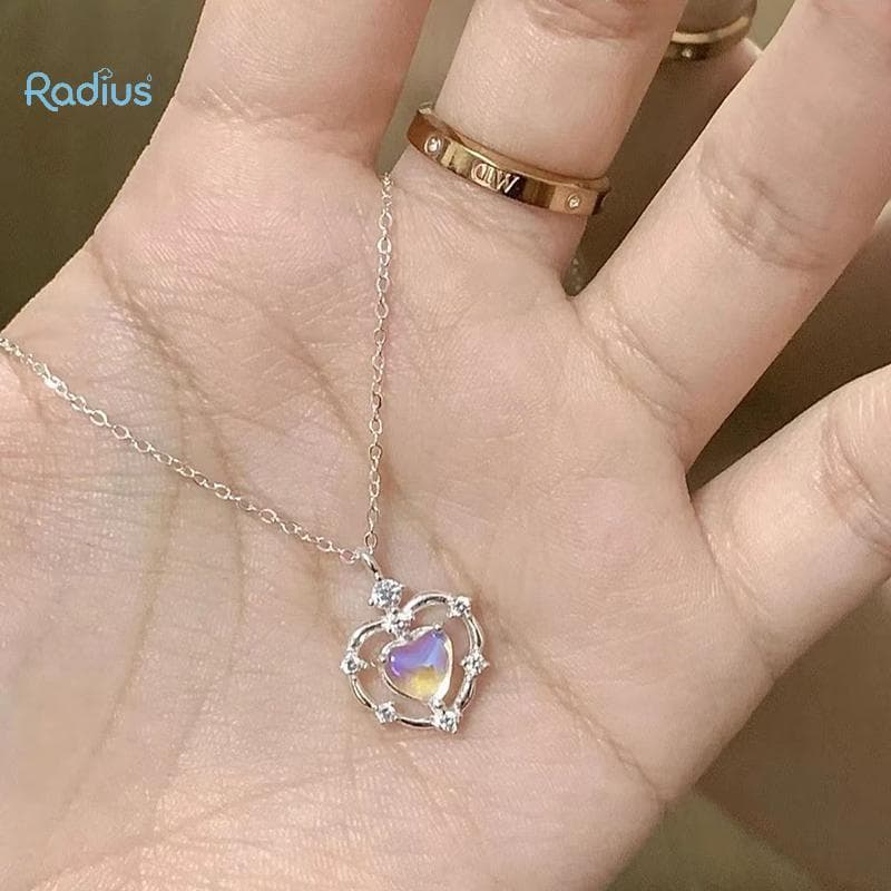 Raio Neon Oco Coração Nelaces Feminino Luz Luxo Design Sênior Sentido Temperamento Simples Nelace Festa Jóias Presente N