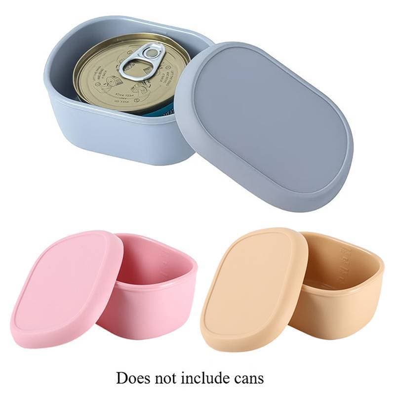 3oz Comida De Gato De Qualidade Alimentar Pode Recipiente De Silicone Reutilizável Com Tampa Hermética Cobrir Caixa De V