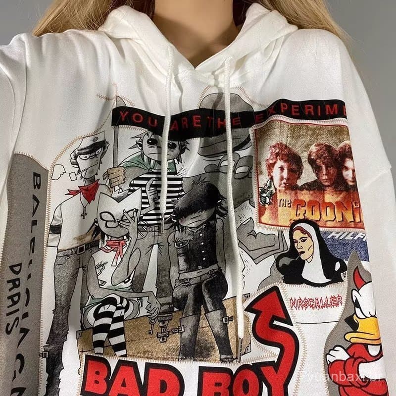 Cross-Border Street Wear 2023 inverno novo estilo feminino estilo europeu americano comprimento médio impresso topo solt