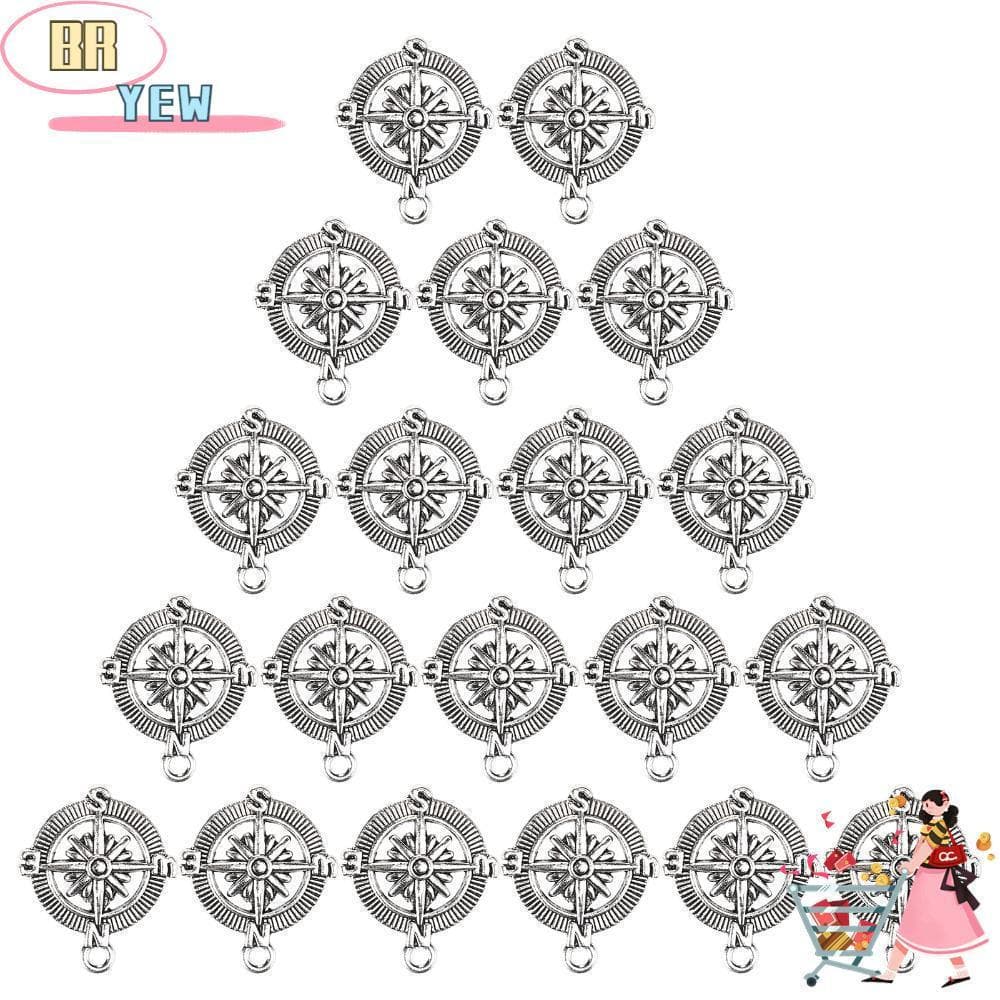 YEE 20 Peças Pingente De Série Náutica , Bússola Antigo De 30 X 25 Mm Âncora De Liga De Prata