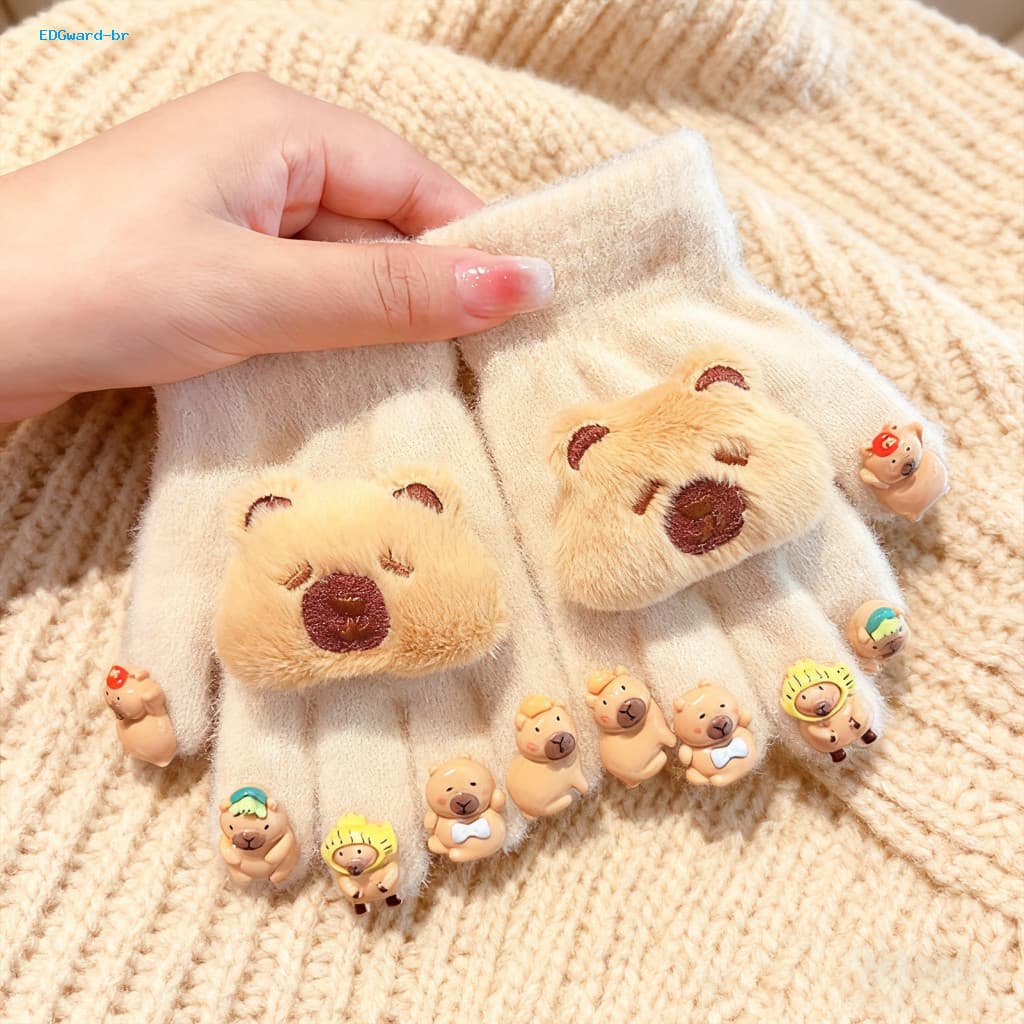 Easter Cosplay Gloves Plush Adorable Capybara for Kids Soft Warm 3d Doll for Cold Weather Outdoors Perfect for Southeast