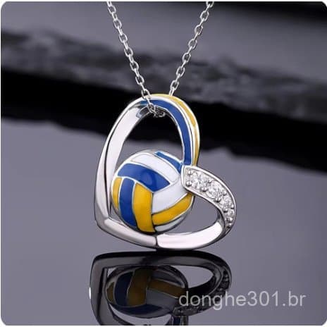 Novo colar com pingente em formato de coração da série esportiva de vôlei, colar criativo unissex.