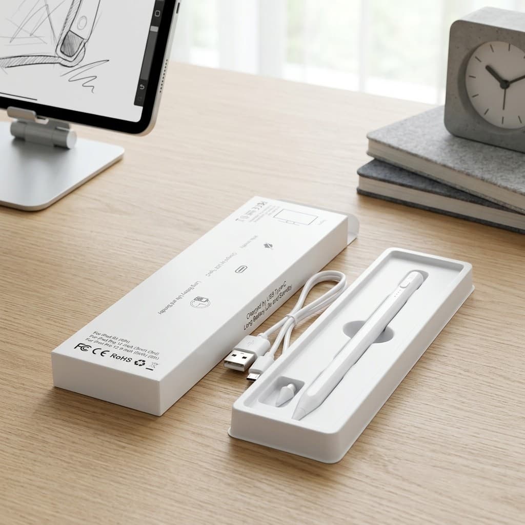 Caneta Stylus Recarregável Tipo C Longa Duração Bateria Caneta Touch Screen Universal para Tablet e Smartphone